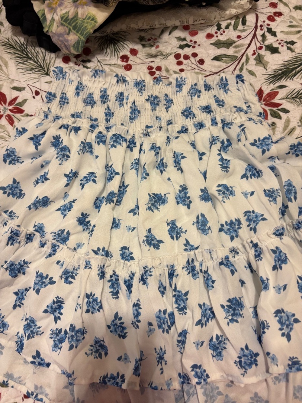 Ruffled floral mini skirt